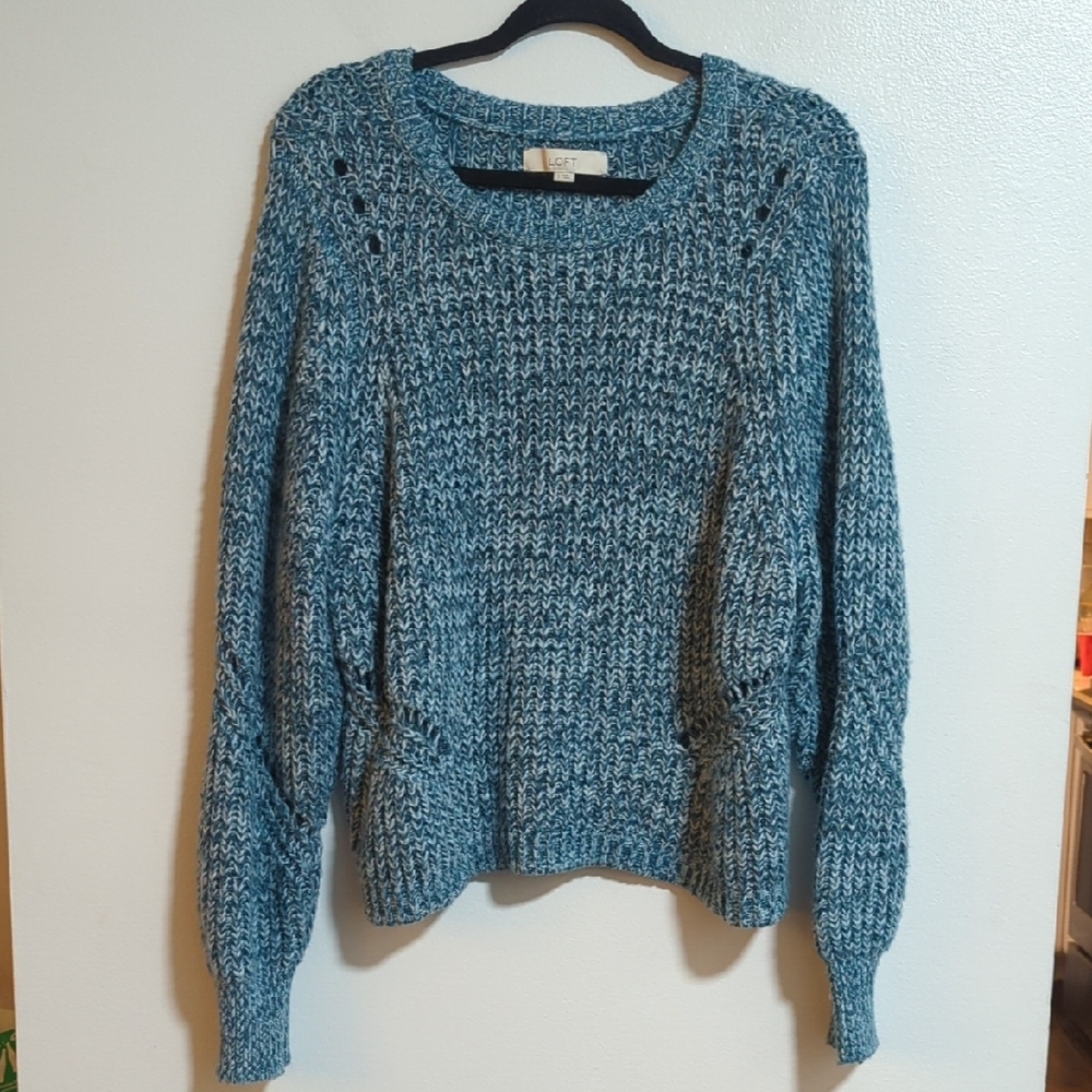 NWOT Loft Blue Chunky Long Sleeve Crew Neck Pullover Sweater Large
